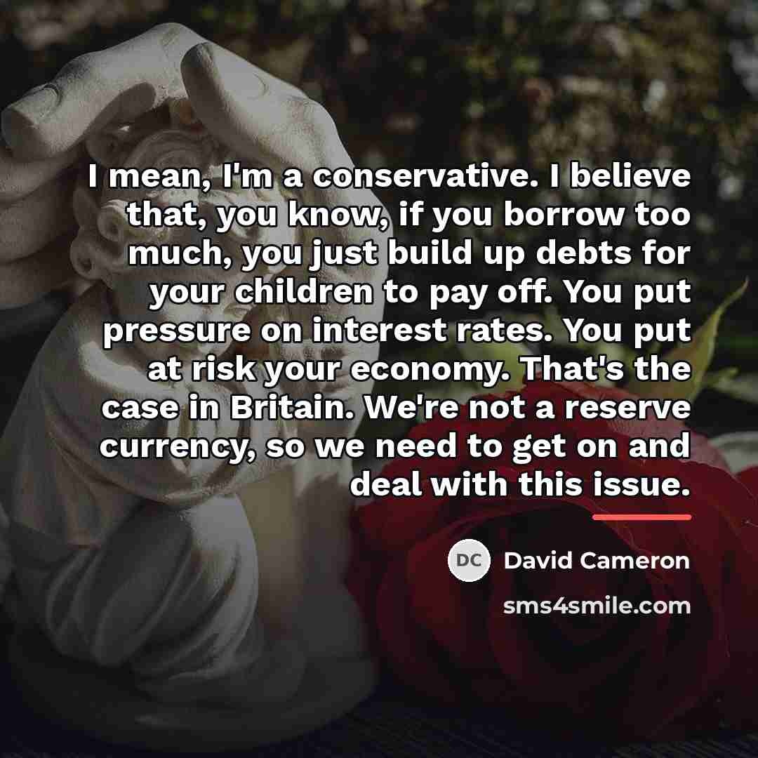 “I mean, I'm a conservative. I believe that, you know,…” quote by David Cameron
