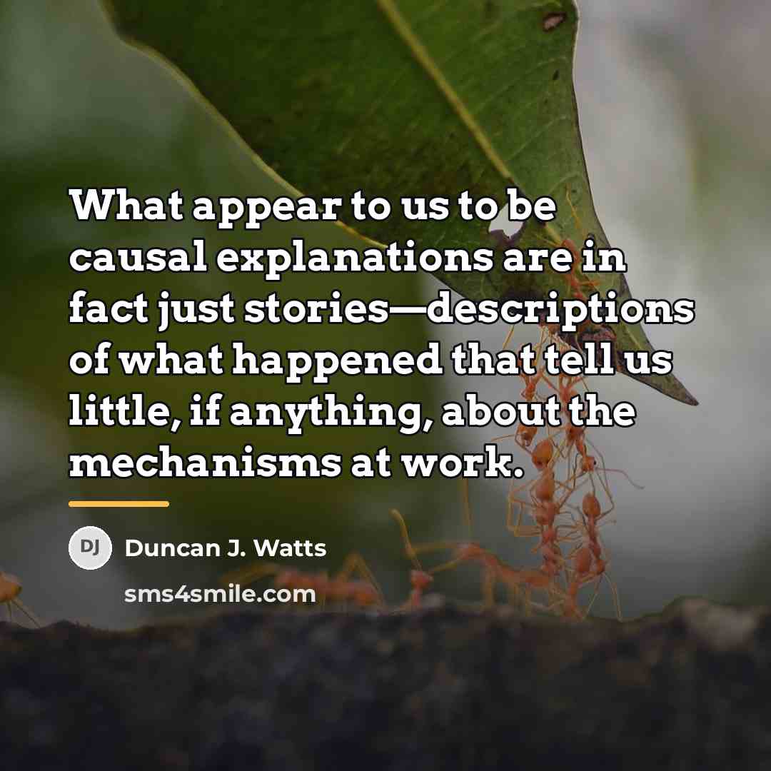 “What appear to us to be causal explanations are in…” quote by Duncan J. Watts