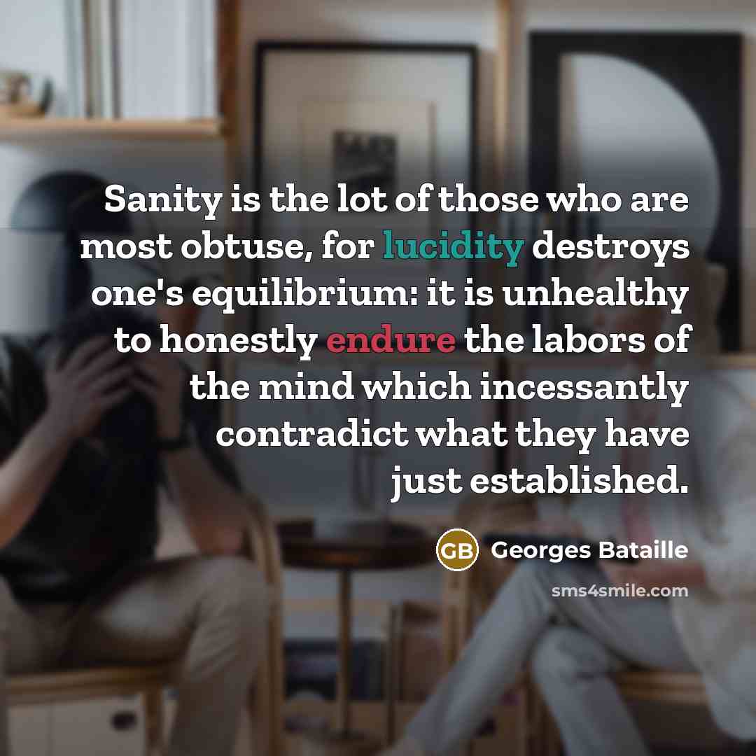 “Sanity is the lot of those who are most obtuse,…” quote by Georges Bataille