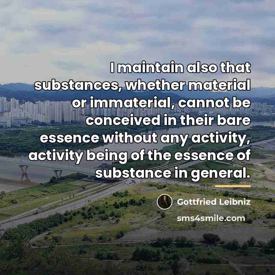 “I maintain also that substances, whether material or immaterial, cannot…” quote by Gottfried Leibniz