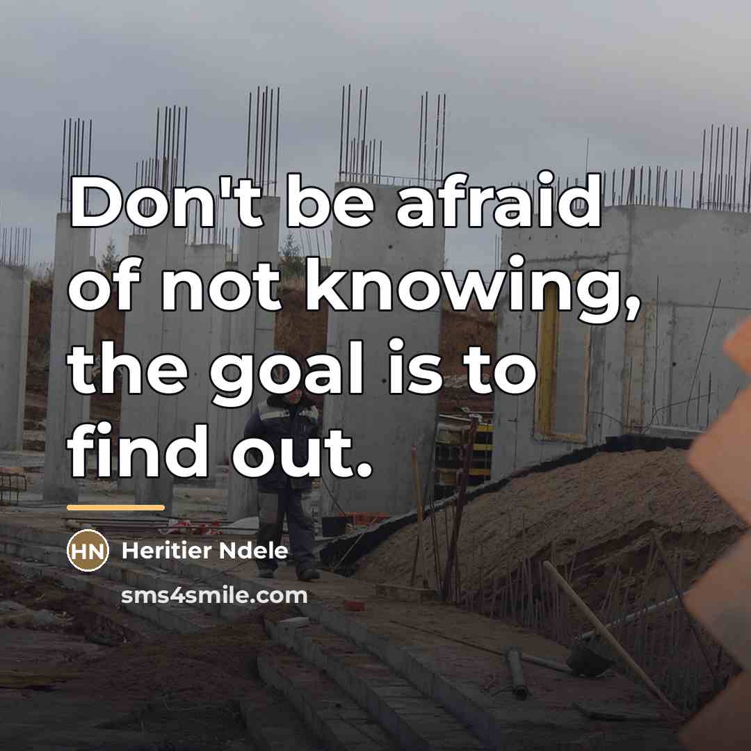 “Don't be afraid of not knowing, the goal is to…” quote by Heritier Ndele