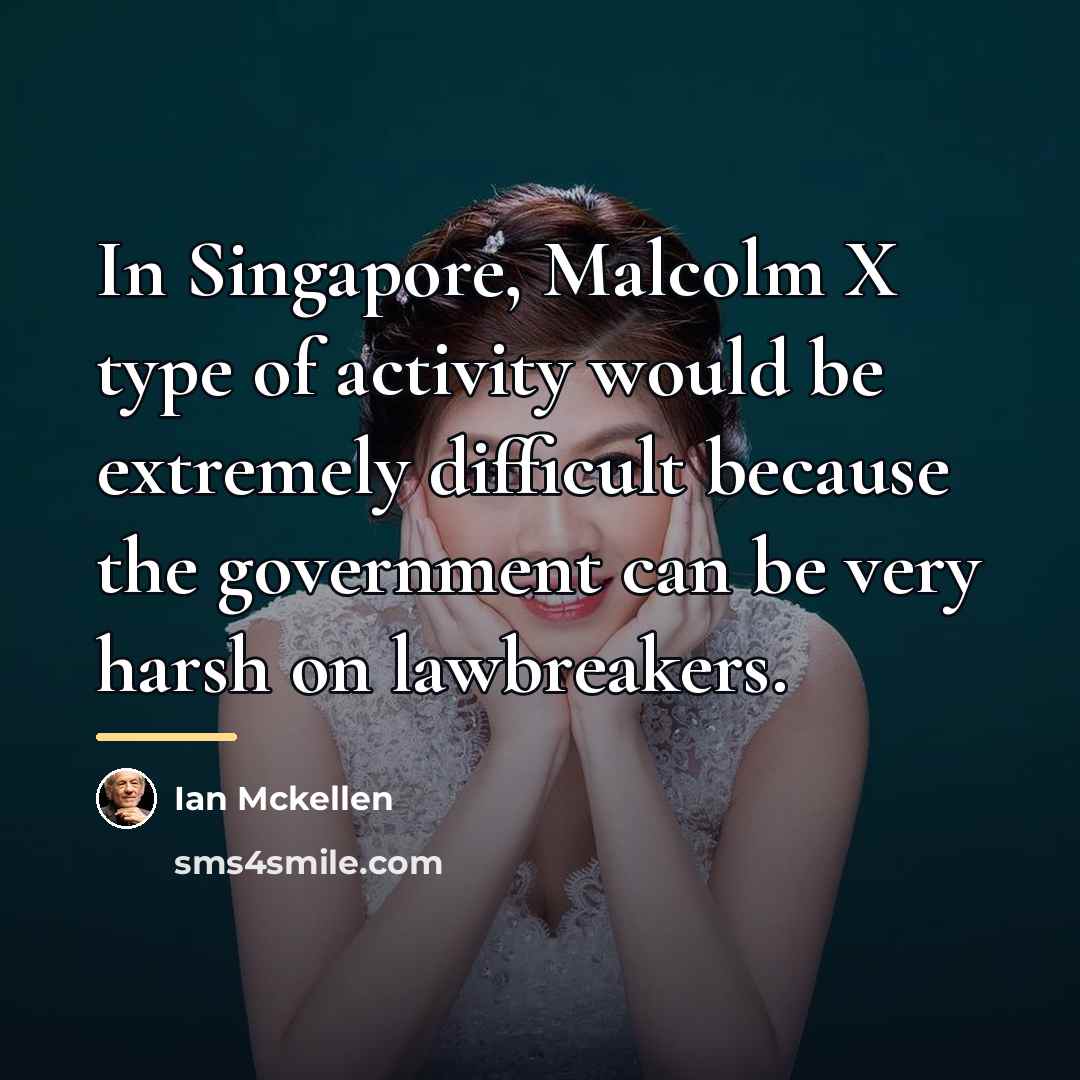 “In Singapore, Malcolm X type of activity would be extremely…” quote by Ian Mckellen