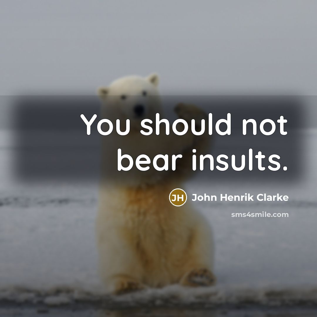 “You should not bear insults.” quote by John Henrik Clarke