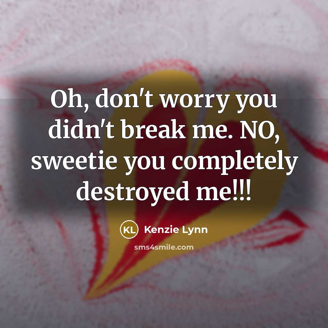 “Oh, don't worry you didn't break me. NO, sweetie you…” quote by Kenzie Lynn