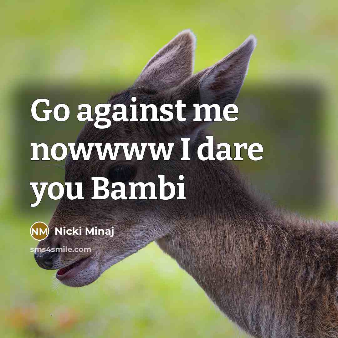 “Go against me nowwww I dare you Bambi…” quote by Nicki Minaj