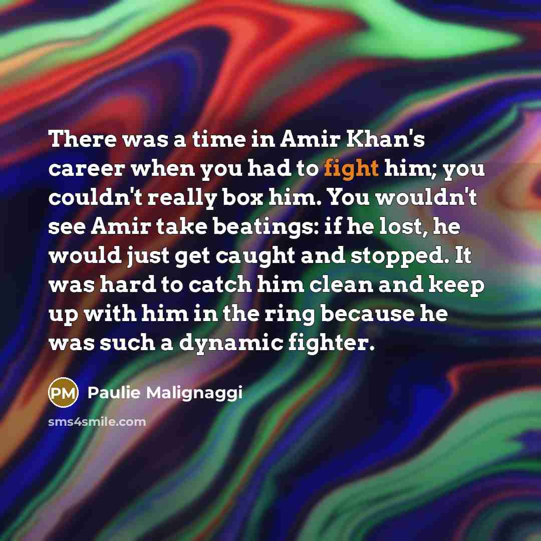 “There was a time in Amir Khan's career when you…” quote by Paulie Malignaggi