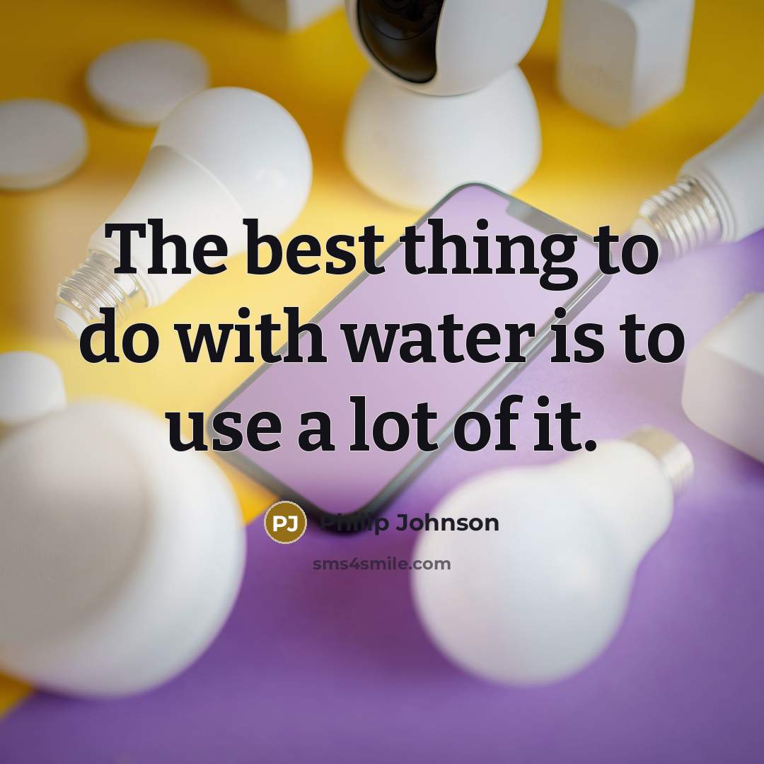 “The best thing to do with water is to use…” quote by Philip Johnson
