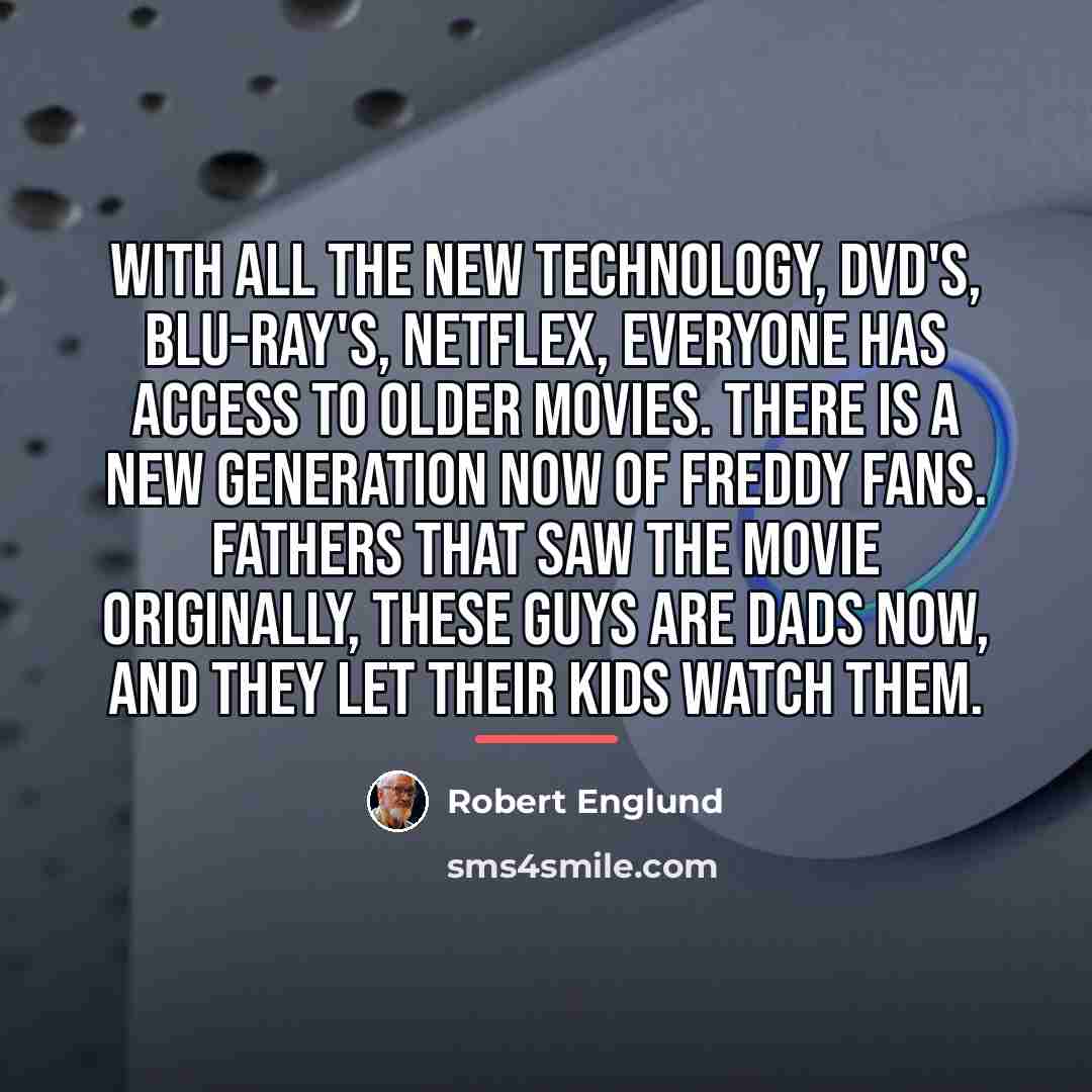 “With all the new technology, DVD's, Blu-Ray's, NetFlex, everyone has…” quote by Robert Englund