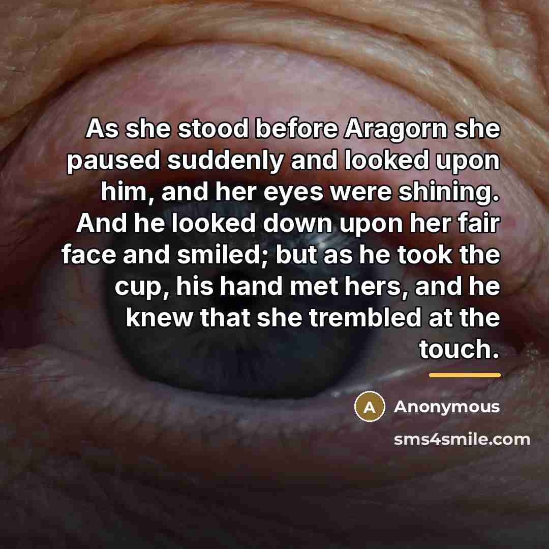 “As she stood before Aragorn she paused suddenly and looked…” quote by Anonymous