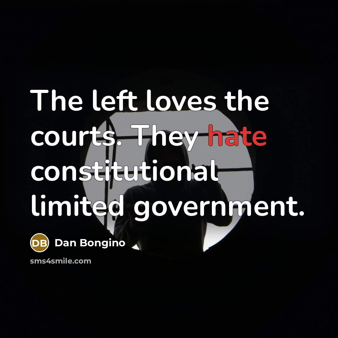 “The left loves the courts. They hate constitutional limited government.…” quote by Dan Bongino