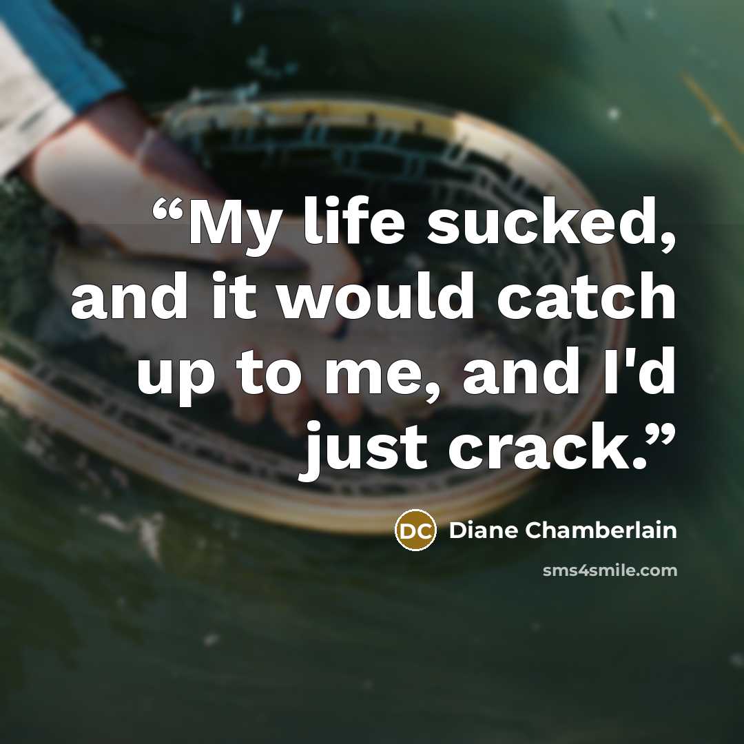 “My life sucked, and it would catch up to me, and I'd just crack.” quote by Diane Chamberlain