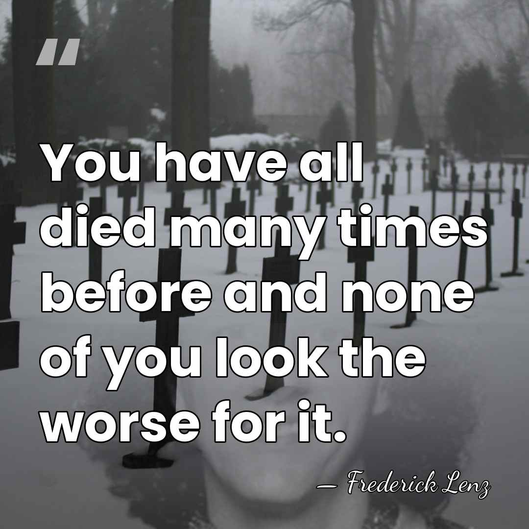 You have all died many times before and none of you look&hellip; - Frederick Lenz