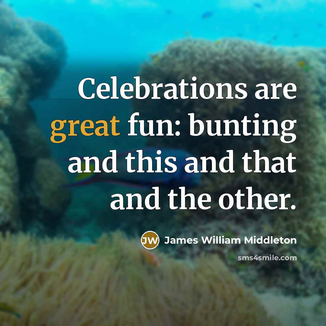 “Celebrations are great fun: bunting and this and that and…” quote by James William Middleton