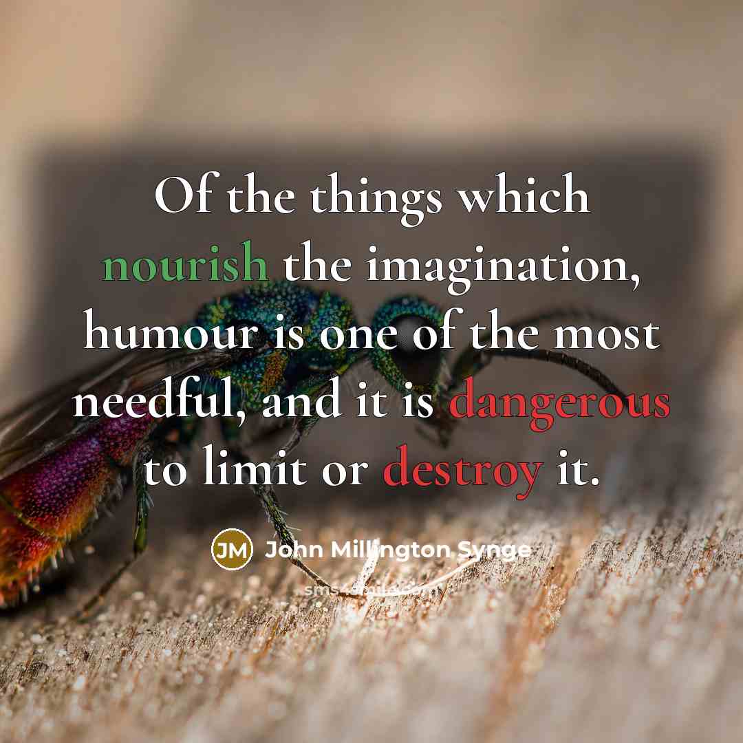 “Of the things which nourish the imagination, humour is one of the most needful, and it is dangerous to limit or destroy it.” quote by John Millington Synge