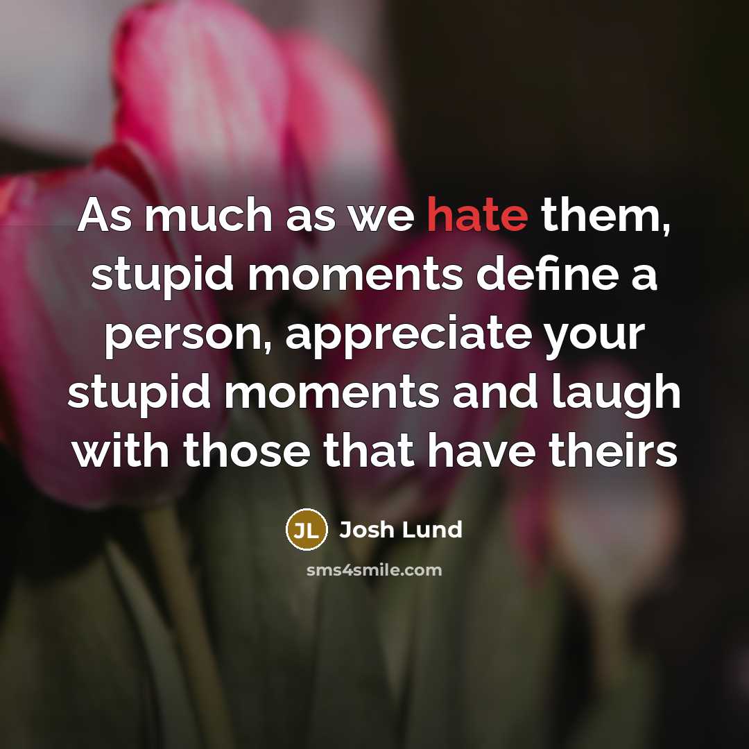 “As much as we hate them, stupid moments define a…” quote by Josh Lund
