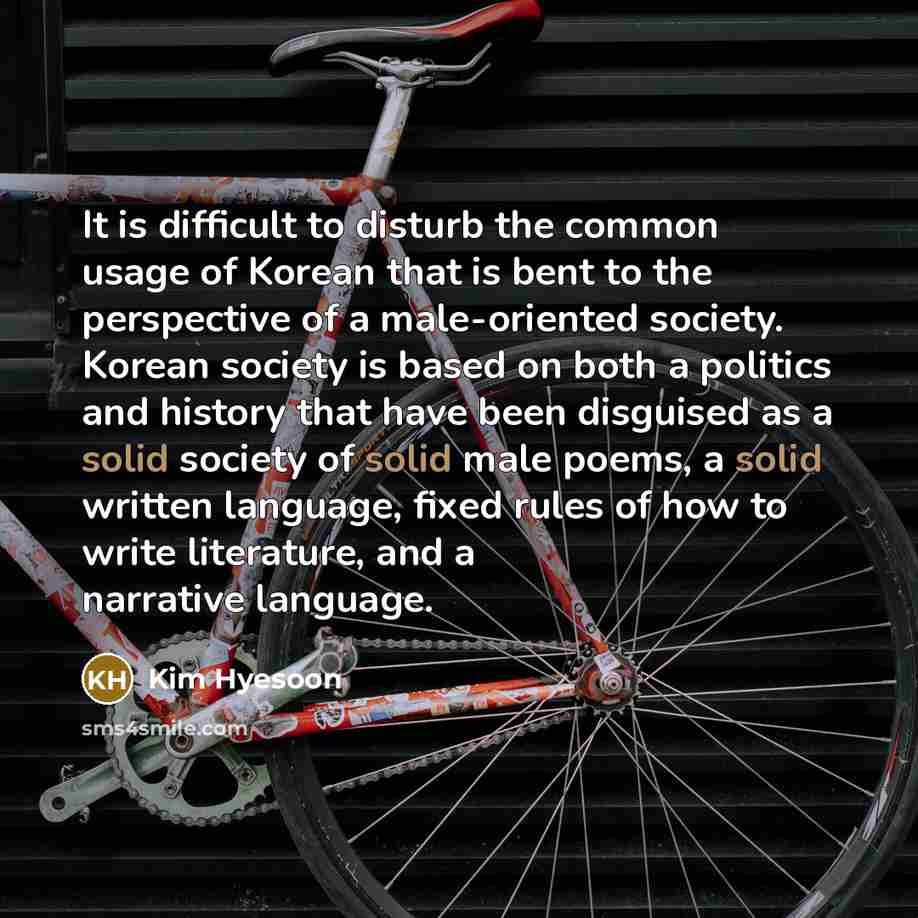 “It is difficult to disturb the common usage of Korean…” quote by Kim Hyesoon