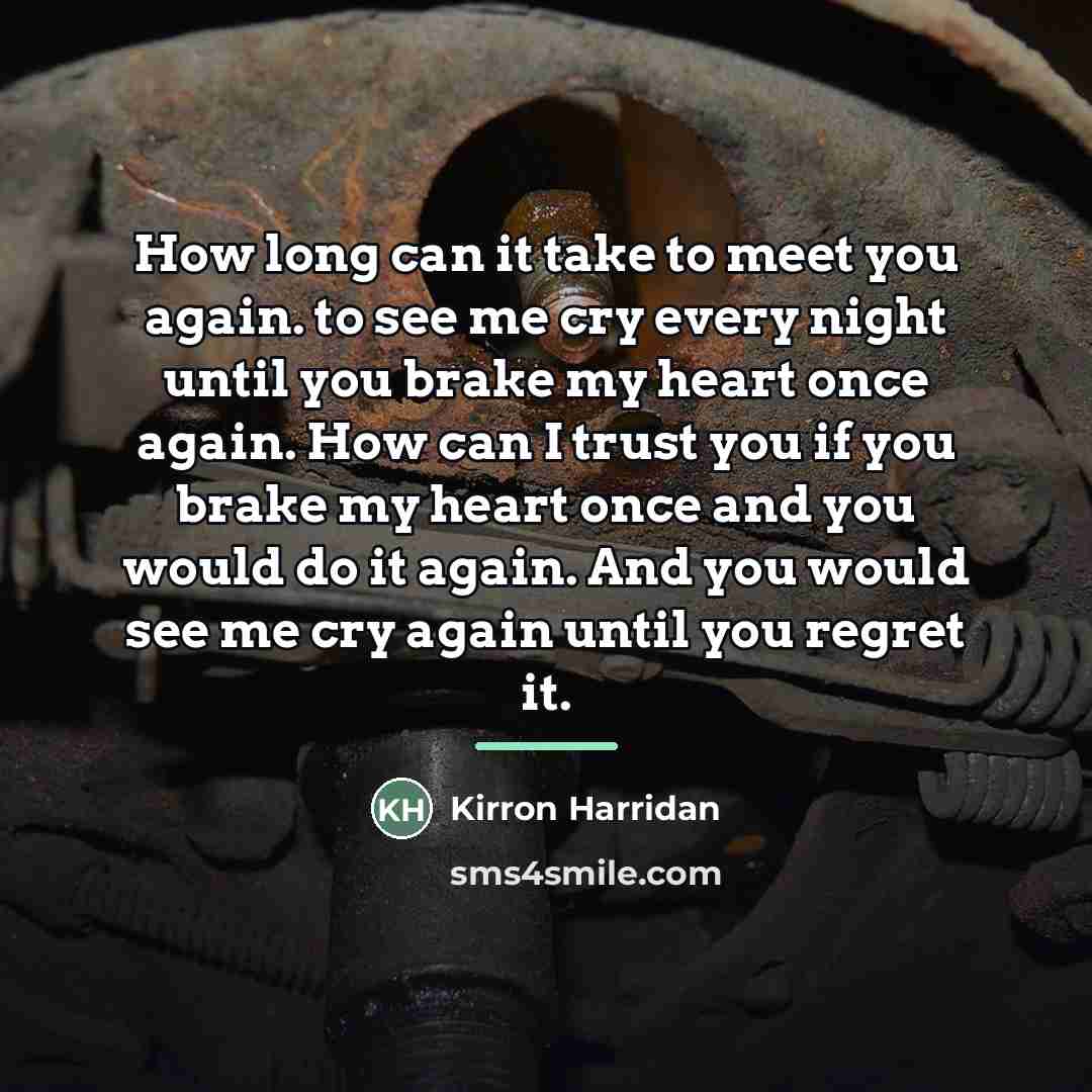 “How long can it take to meet you again. to…” quote by Kirron Harridan