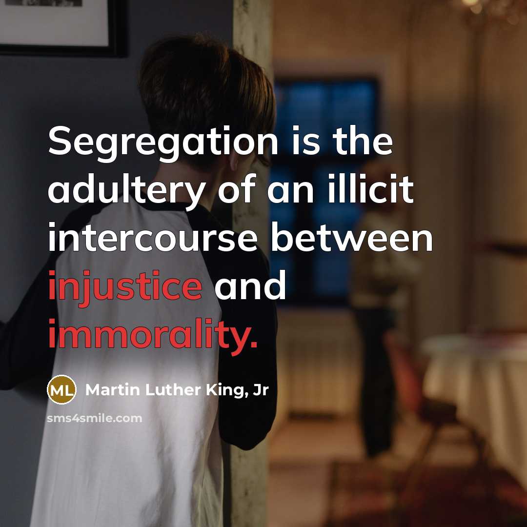 “Segregation is the adultery of an illicit intercourse between injustice…” quote by Martin Luther King, Jr
