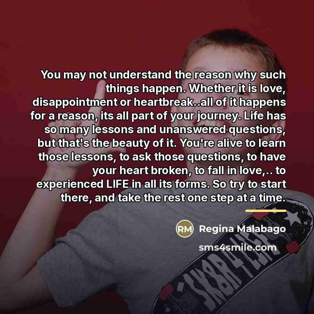 “You may not understand the reason why such things happen.…” quote by Regina Malabago