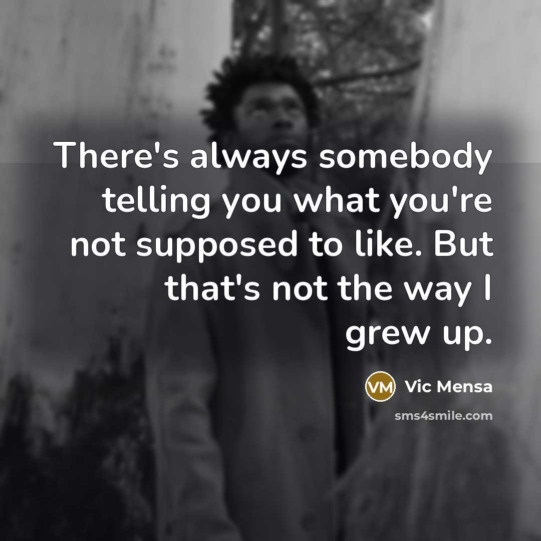 “There's always somebody telling you what you're not supposed to…” quote by Vic Mensa
