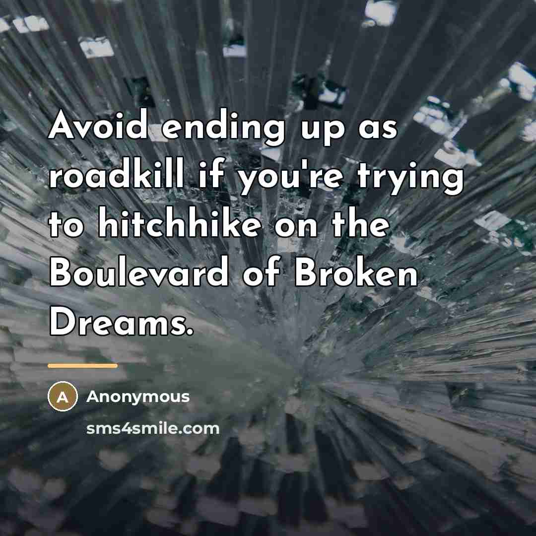 “Avoid ending up as roadkill if you're trying to hitchhike…” quote by Anonymous