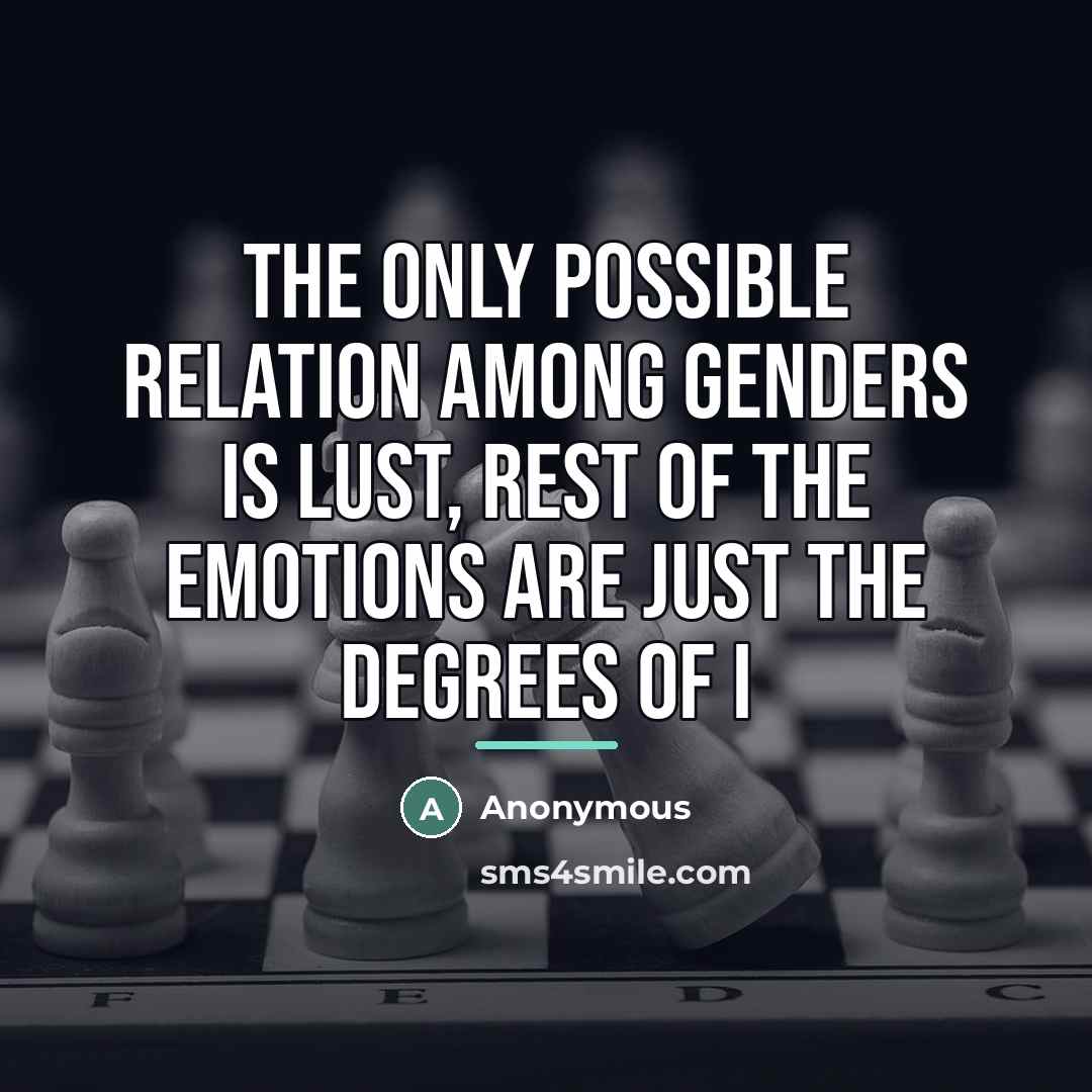 “The only possible relation among genders is lust, rest of…” quote by Anonymous