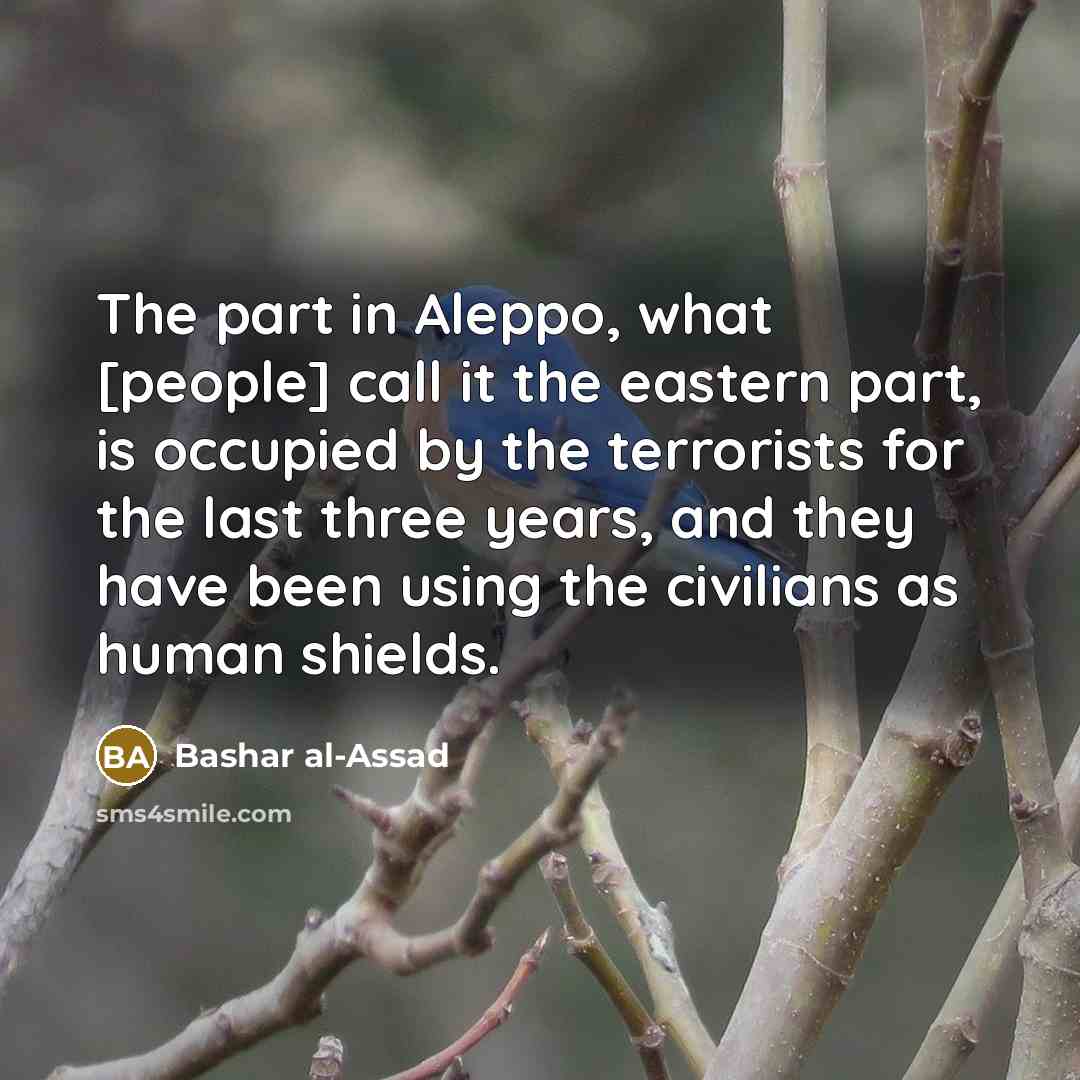 “The part in Aleppo, what [people] call it the eastern…” quote by Bashar al-Assad