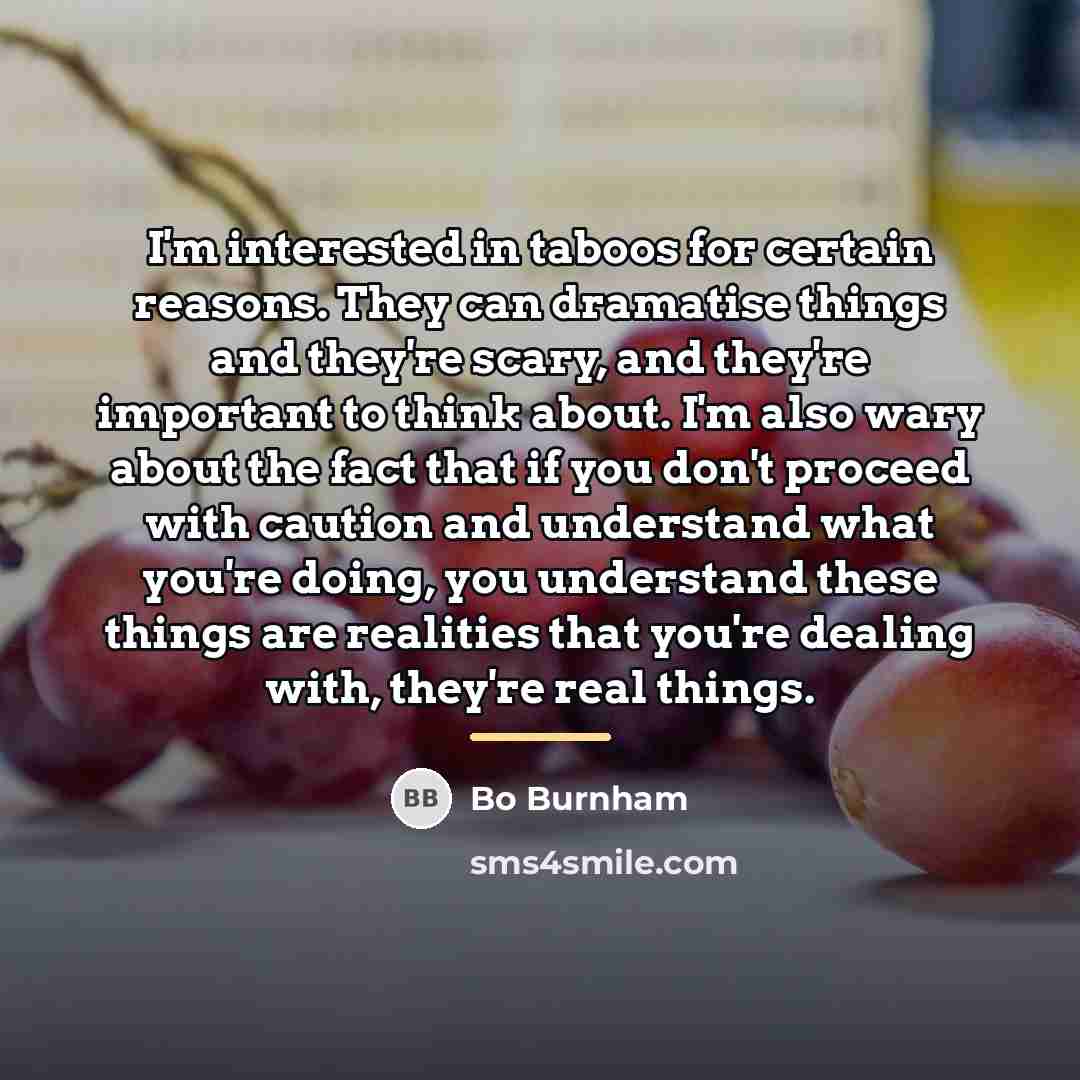 “I'm interested in taboos for certain reasons. They can dramatise…” quote by Bo Burnham
