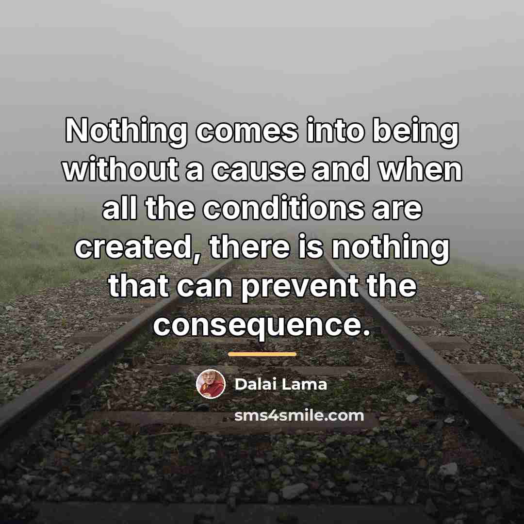 “Nothing comes into being without a cause and when all…” quote by Dalai Lama
