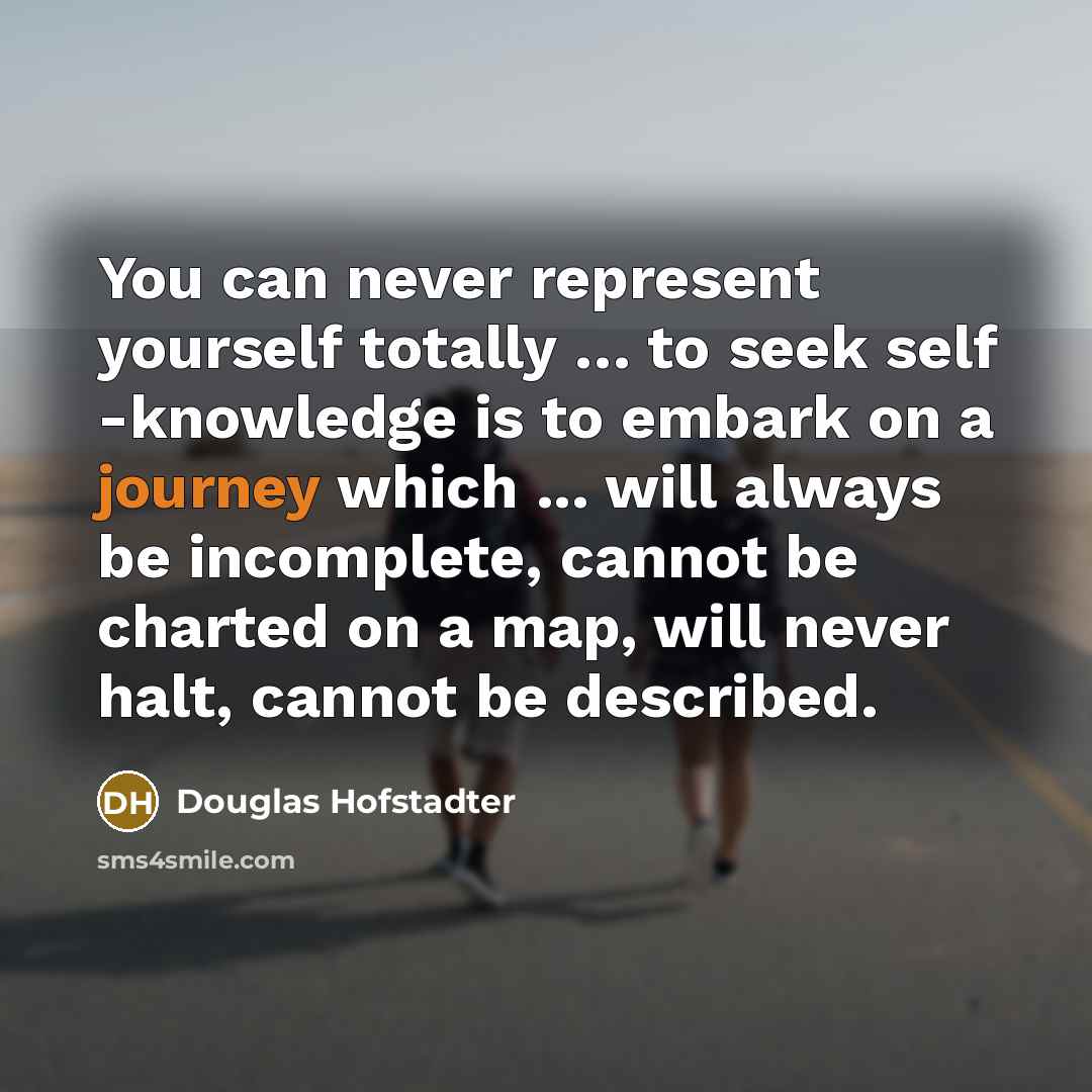 “You can never represent yourself totally .... to seek self…” quote by Douglas Hofstadter