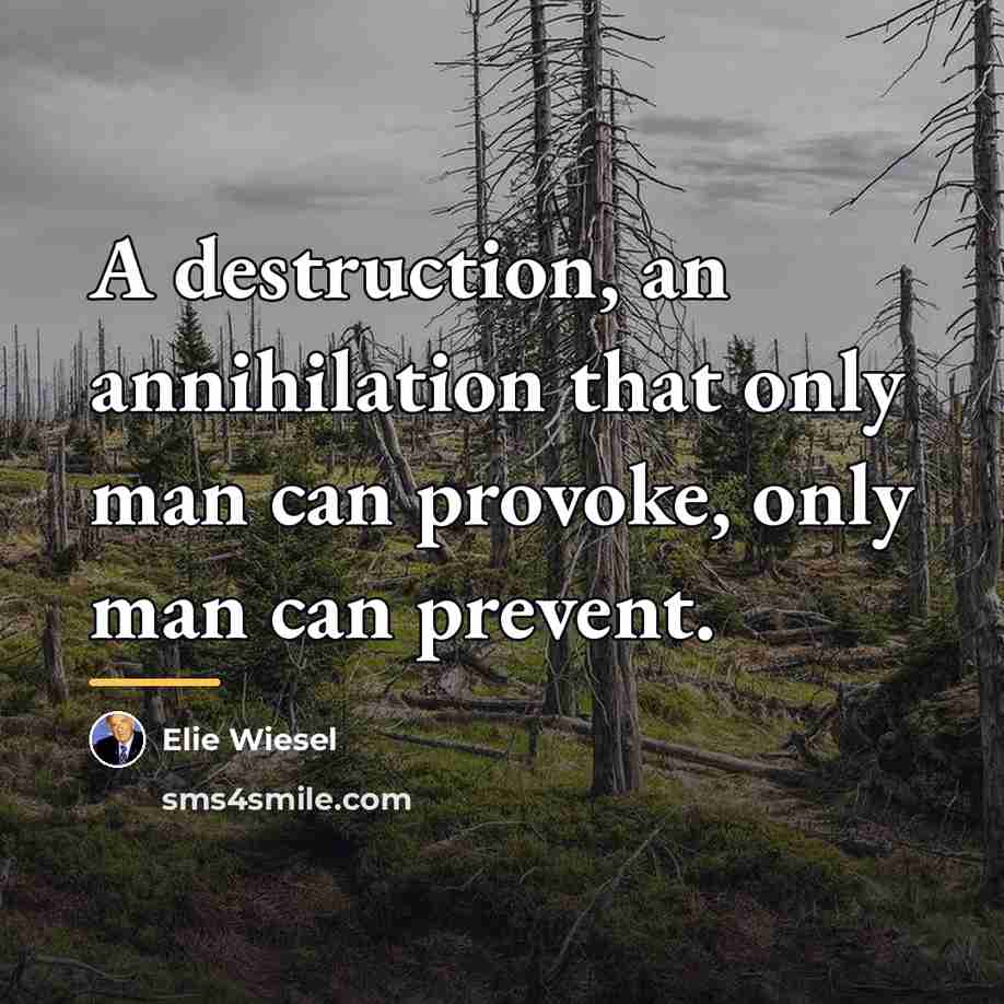 “A destruction, an annihilation that only man can provoke, only…” quote by Elie Wiesel