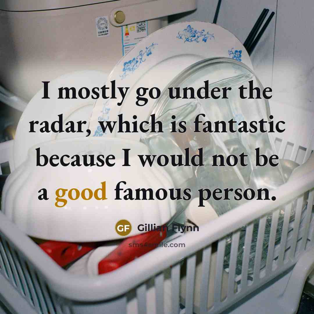 “I mostly go under the radar, which is fantastic because…” quote by Gillian Flynn