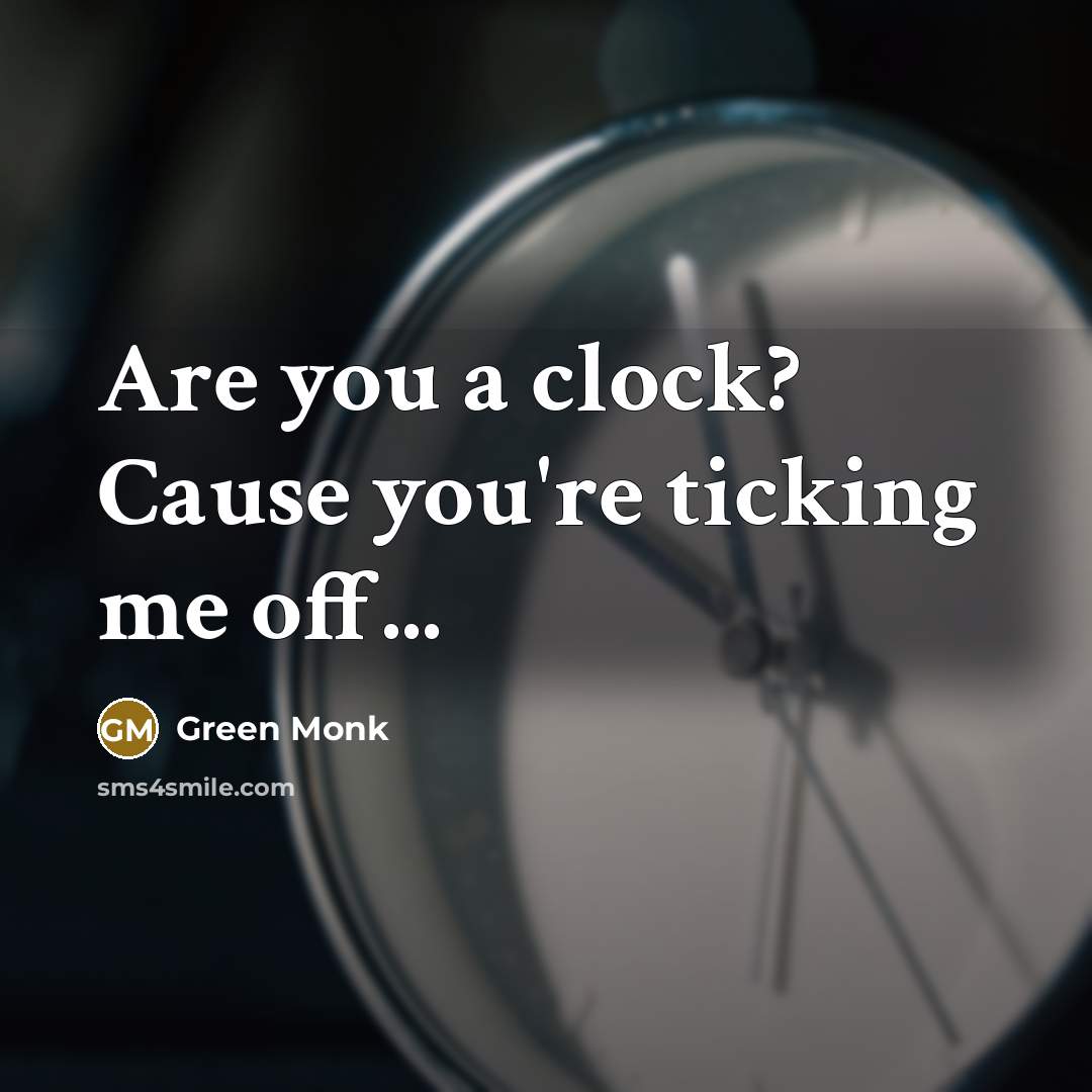 “Are you a clock? Cause you're ticking me off...” quote by Green Monk