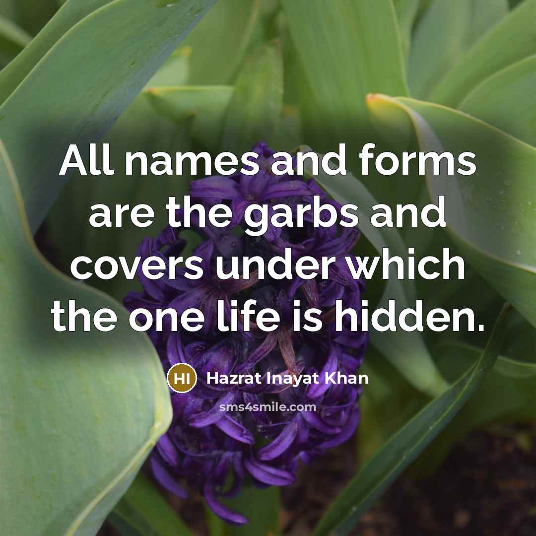 “All names and forms are the garbs and covers under…” quote by Hazrat Inayat Khan