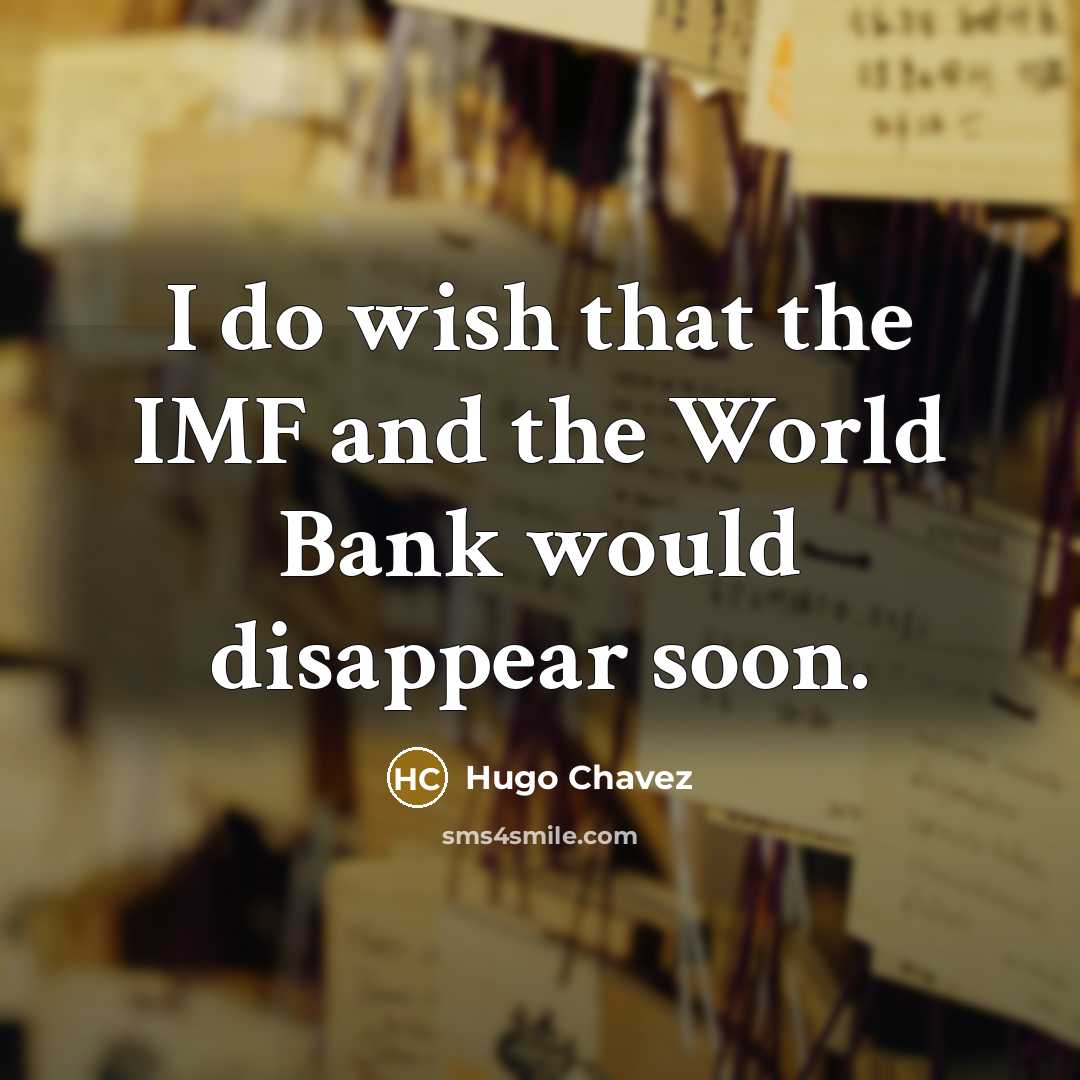 “I do wish that the IMF and the World Bank…” quote by Hugo Chavez