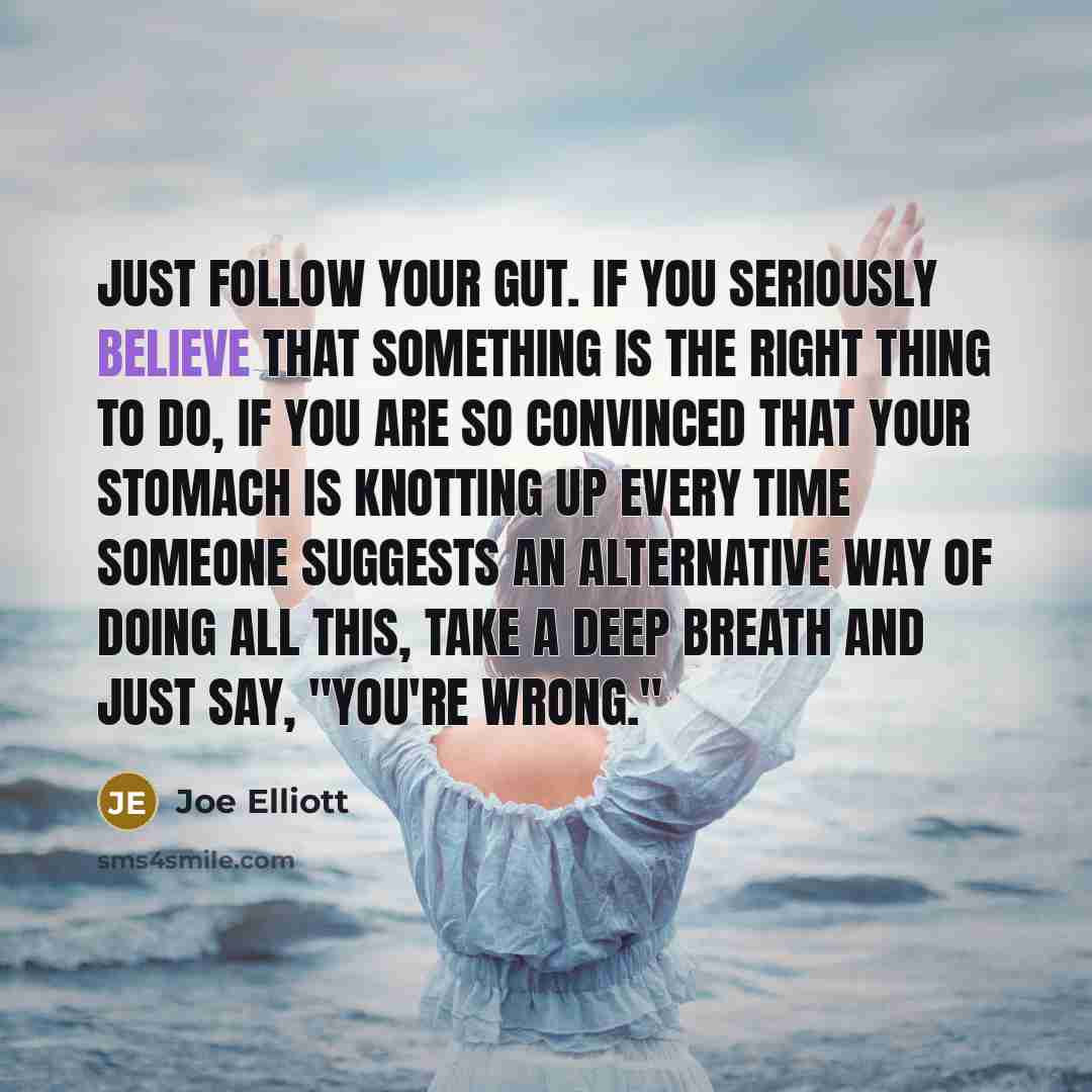 “Just follow your gut. If you seriously believe that something…” quote by Joe Elliott
