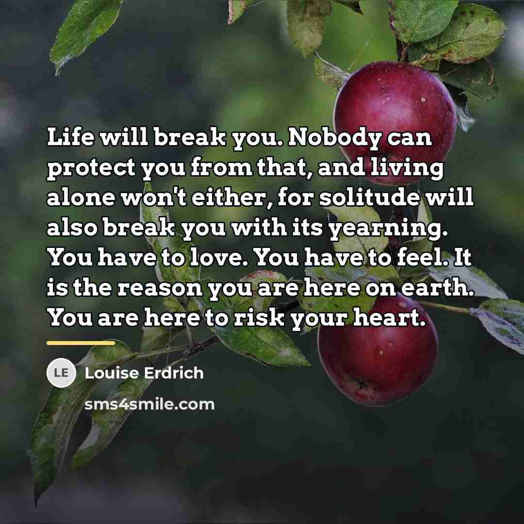 “Life will break you. Nobody can protect you from that,…” quote by Louise Erdrich