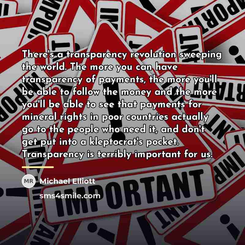 “There's a transparency revolution sweeping the world. The more you…” quote by Michael Elliott