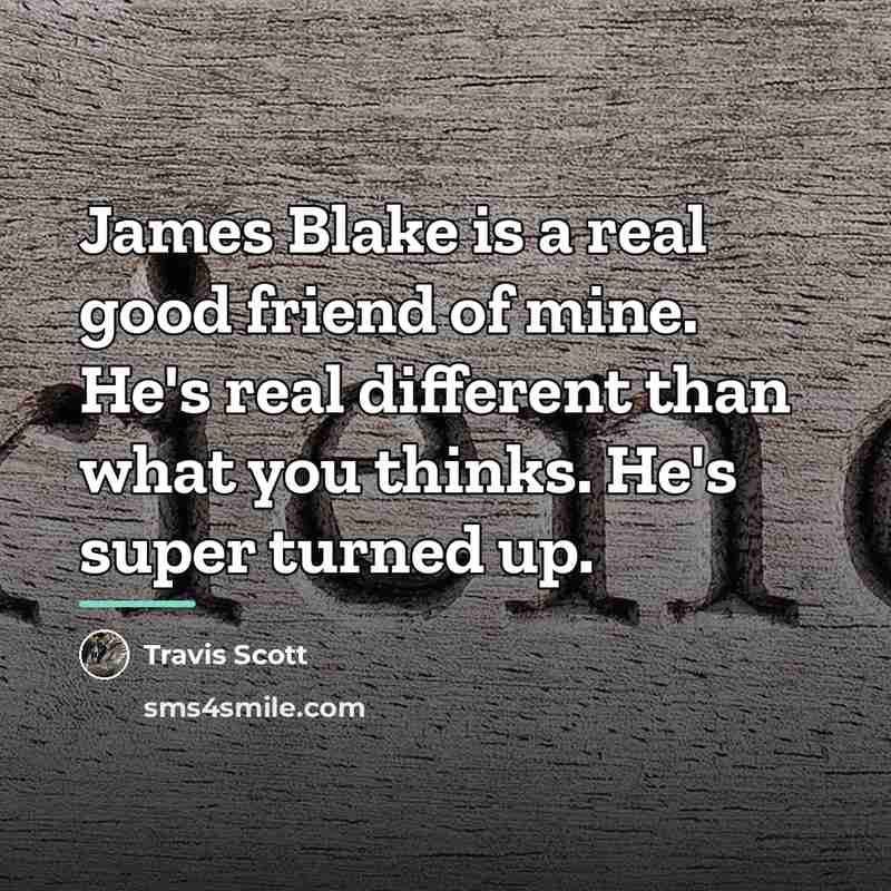 “James Blake is a real good friend of mine. He's…” quote by Travis Scott