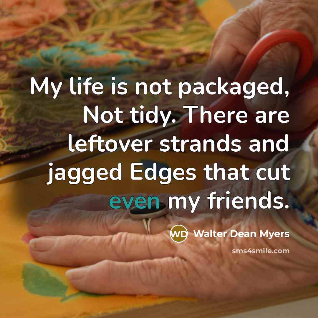 “My life is not packaged, Not tidy. There are leftover…” quote by Walter Dean Myers