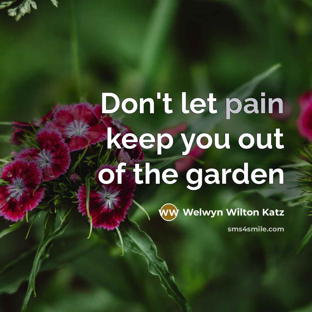 “Don't let pain keep you out of the garden…” quote by Welwyn Wilton Katz