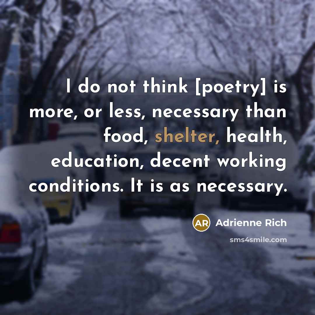 “I do not think [poetry] is more, or less, necessary…” quote by Adrienne Rich