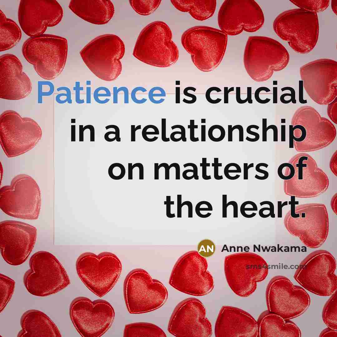 “Patience is crucial in a relationship on matters of the…” quote by Anne Nwakama