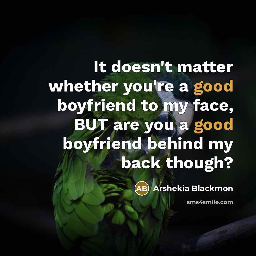 “It doesn't matter whether you're a good boyfriend to my…” quote by Arshekia Blackmon