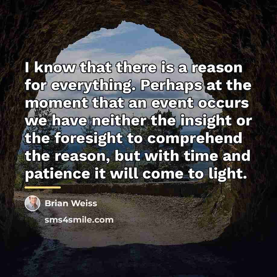 “I know that there is a reason for everything. Perhaps…” quote by Brian Weiss
