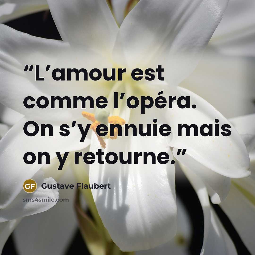 “L’amour est comme l’opéra. On s’y ennuie mais on y retourne.” quote by Gustave Flaubert