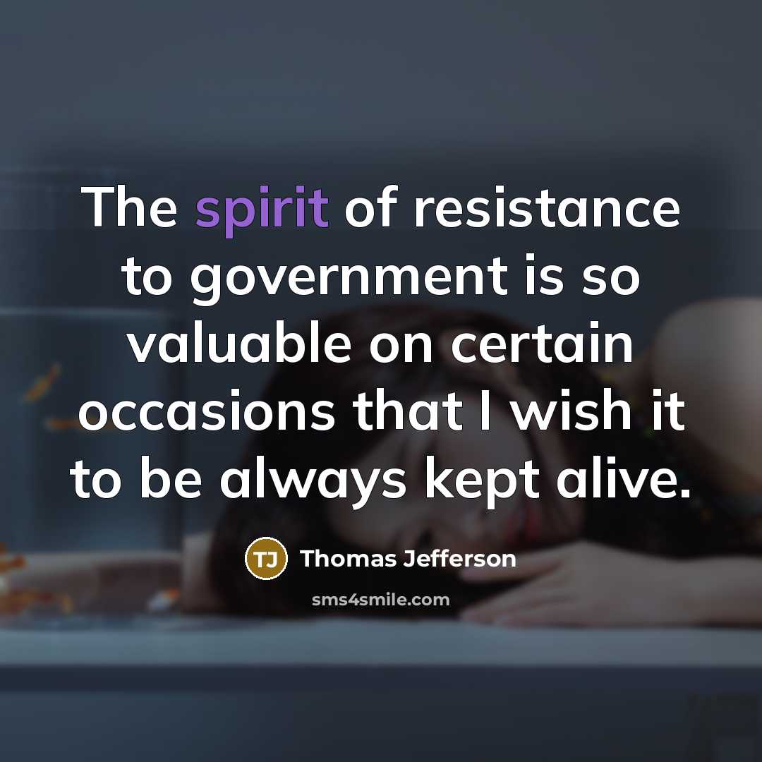“The spirit of resistance to government is so valuable on…” quote by Thomas Jefferson