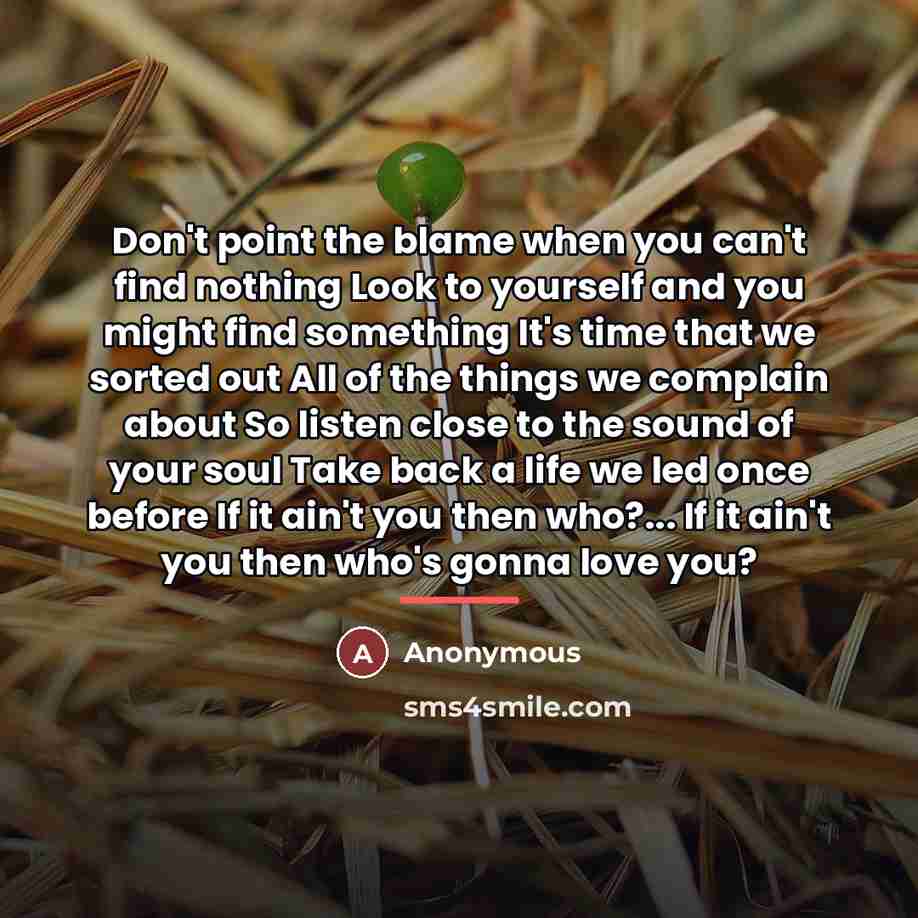 “Don't point the blame when you can't find nothing Look…” quote by Anonymous