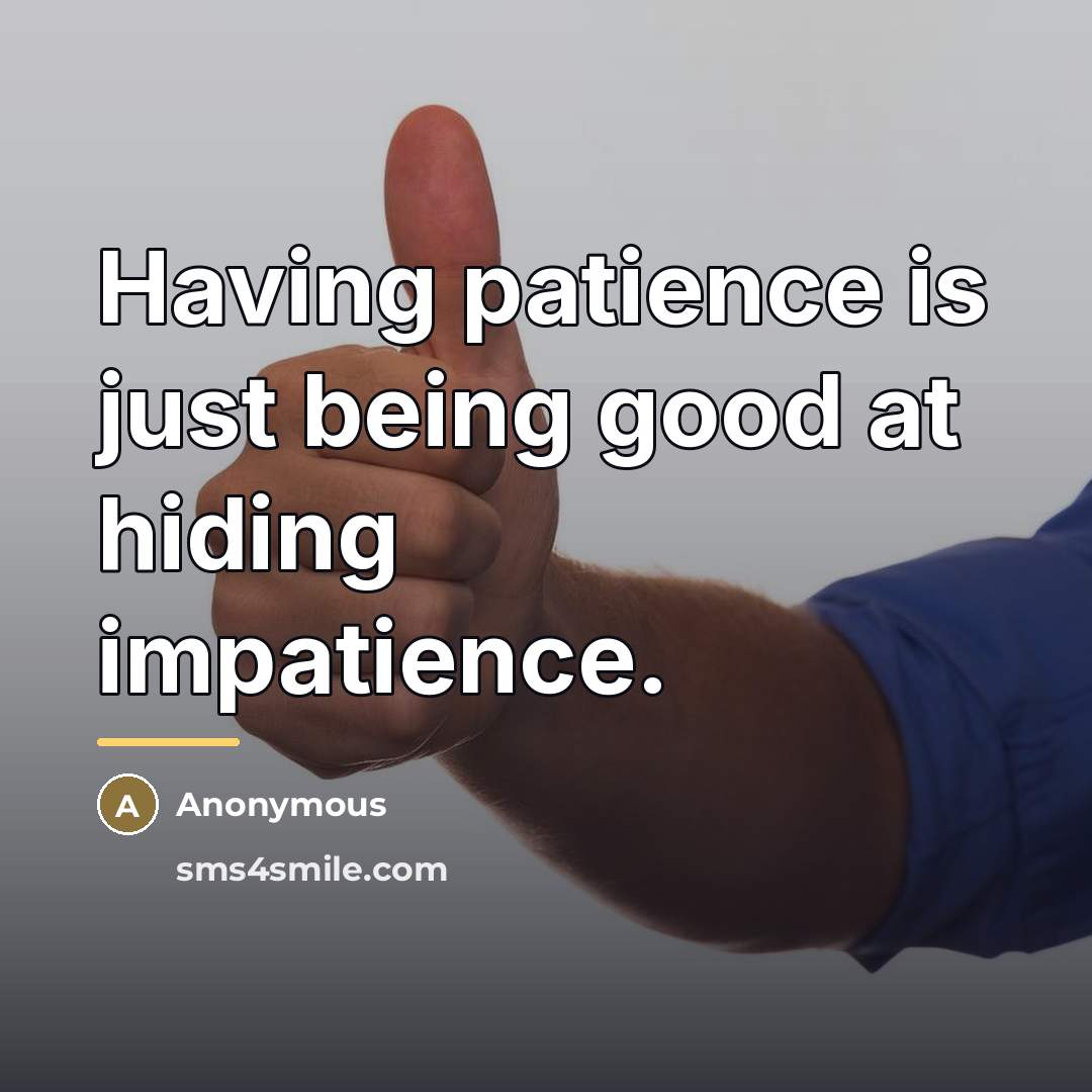 “Having patience is just being good at hiding impatience.…” quote by Anonymous