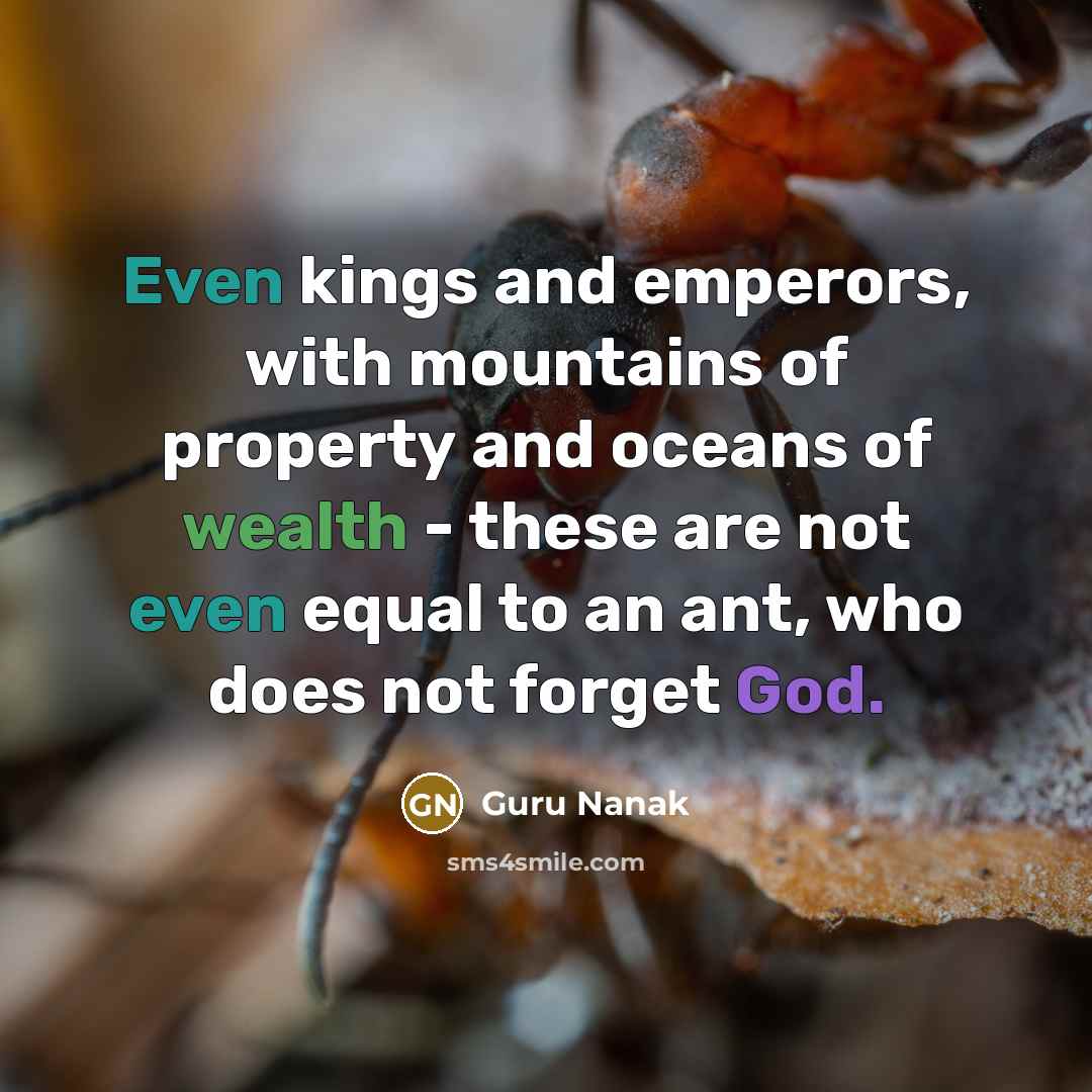 “Even kings and emperors, with mountains of property and oceans…” quote by Guru Nanak